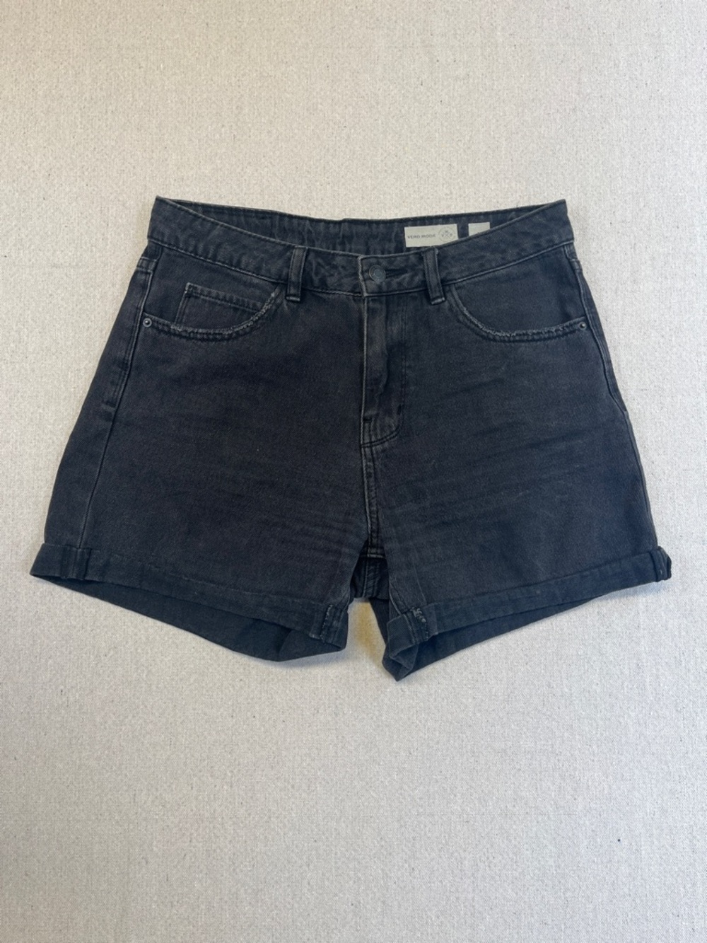 Vero Moda Black Denim High-Waist Jean Shorts